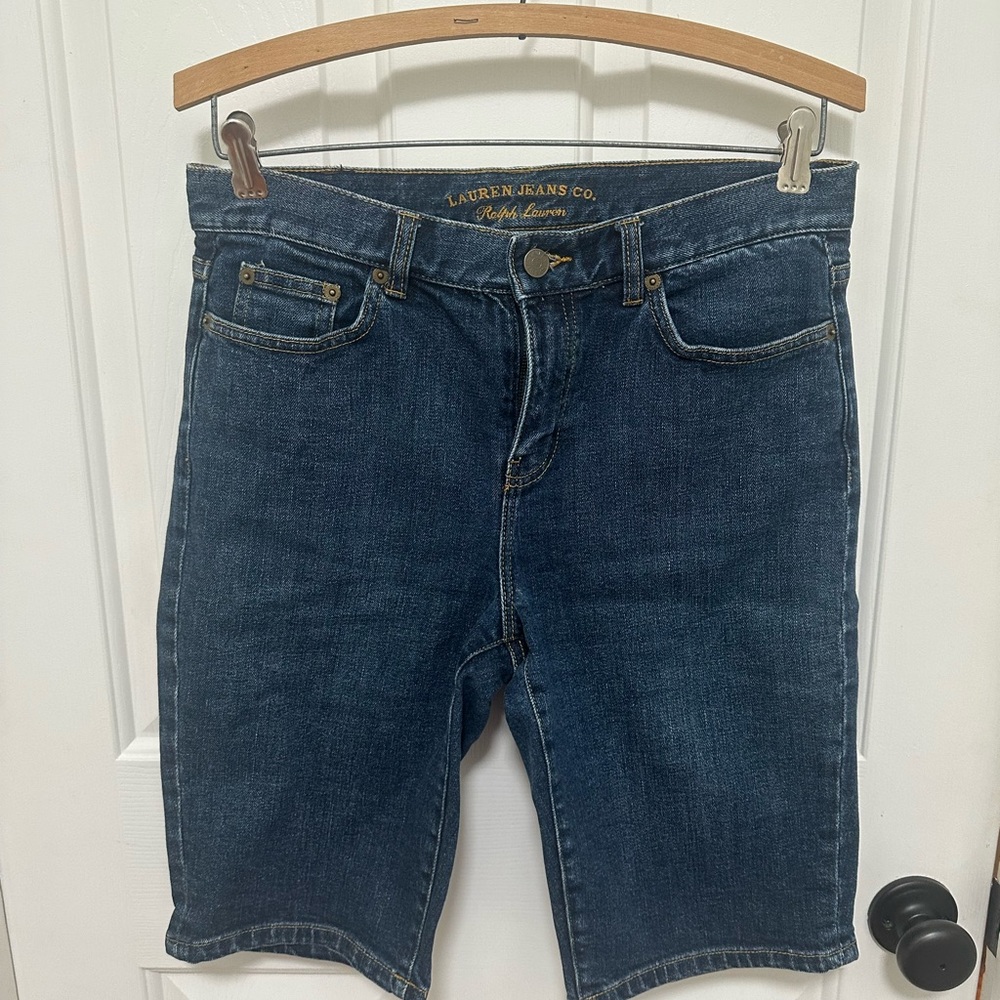 Lauren Ralph Lauren Dark‎ Blue Denim Bermuda Shorts women’s size 6P